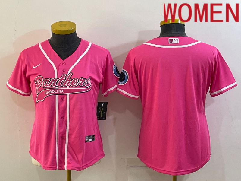 Women Carolina Panthers Blank Pink 2022 Nike Co branded NFL Jersey->women nfl jersey->Women Jersey